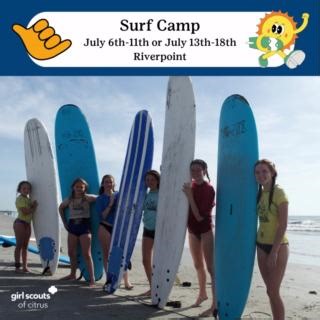 Our surf camp is ✨EXCLUSIVELY✨ for girls entering grades 7-12 in the Fall 2025. Life is so sweet on the water! 🐬 Explore the wildlife that live in the water 🍽️ Enjoy a picnic on the new dock 🌊 Make ocean-inspired artwork 📖 Evening reading or sketching time ... and more!! For more details about what camps we are offering including how to register: https://ow.ly/x69S50VlaFQ | Girl Scouts of Citrus Council