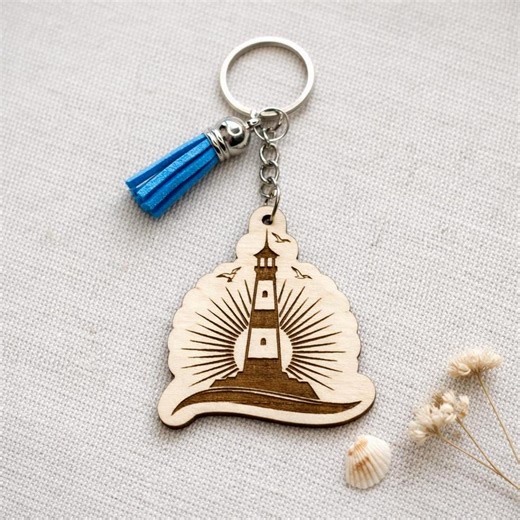 Wooden Lighthouse Keychain With Sea Design | Personalized Ocean Gift | Gift Idea for Men, Women, Colleagues, Retirement, and Holidays - Etsy