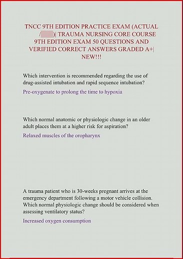 Tncc 9Th Edition Practice Exam Actual Trauma Nursing Core Co video