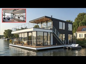 CONTEMPORARY HOUSEBOAT SUNSET REVIEW** 2025🌅 | Ultimate Modern Floating Home Tour & Features |