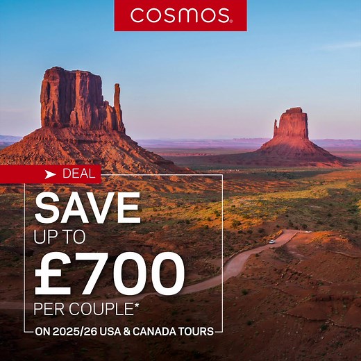 Discover North America with Cosmos! Explore iconic cities, historic landmarks, and breathtaking landscapes across the U.S. and Canada on expertly crafted package deals, including fly tour and save options. Book your 2025 getaway by 30th April & save up to £700 per couple! Secure your spot with just a £200pp deposit. There’s never been a better time to book! Experience the charm of East and West Coasts, embark on a cross-country Route 66 adventure, or witness Canada's beauty. Book now for unforge