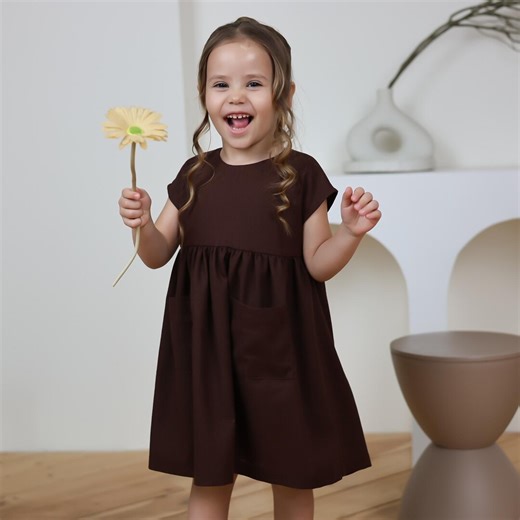 Girls Dress PDF Sewing Pattern Easy Beginner Digital Download Front Pocket Back Buttons - Etsy