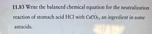 11.83 Write the balanced chemical equation for the neutralizati... | Filo