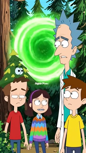 rick and morty cross over with gravity falls