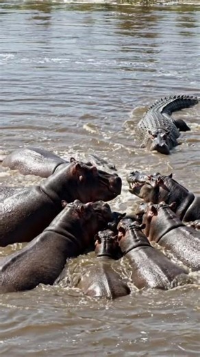 The Moment a Hippo Family Fought Back/wildlife documentary 4k