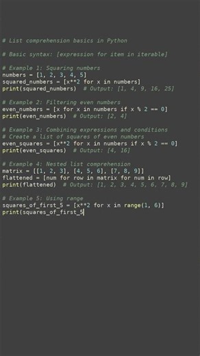 list comprehension basics #python #showcase