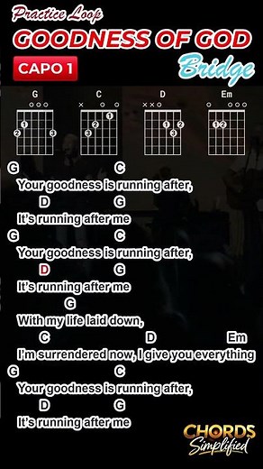 Play Goodness Of God with ONLY 4 Chords 🎸 (Bridge Loop)