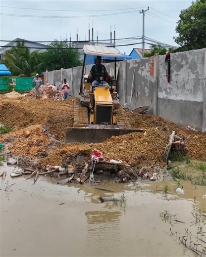 7K views · 92 reactions | Start opening new Project, Skill Driver Operator Bulldozer Push Land Into Water, By Dump Truck 5 Ton | Dozer Tv | Facebook