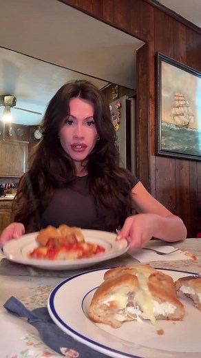 Homemade pizza and calzone with Nonna using @Rosina Food Products frozen Italian Style Meatballs🍕❤️ Handmade dough, delicious meatballs, and generations of love baked into every bite. This is what home tastes like. #tellmeyoureitalian #rosinameatballs #nonnaapproved #laitalianprincess #italian #italianamerican #nonna #explore