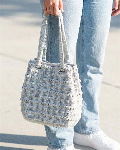 Trinity Stitch Crochet Tote Bag Pattern | Modern Star Texture PDF | Adjustable Strap Scandi Purse - Etsy
