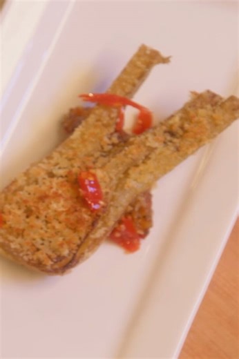 Braised fennel with Manchego breadcrumbs and chili