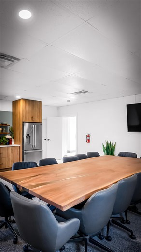 A *gorgeous* 4.5x12 bookmatched walnut boardroom table for @hqbyresolve : Chatham-Kent’s newest coworking space. Proud of everything this team has been building and grateful to be a part of its story! If you’re planning a boardroom, dining space, or custom build, let’s talk. 📞 519-384-3412 📧 justin@themill.co #bookmatchedwalnut #boardroomtable #customwoodworking #walnuttable | The Mill co.