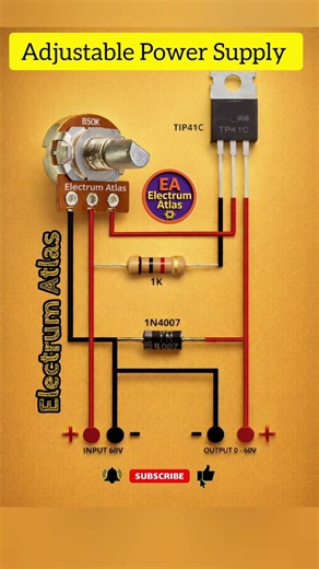 0–60V Adjustable Power Supply with ONE Transistor! 🔥 #diyelectronics