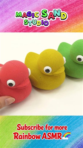 Satisfying ASMR | Cutting Rainbow Kinetic Sand Duck 🌈