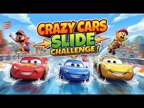 “Epic Cartoon Car Slide Battle! 😱 Crazy Cars on Ice Tracks!”