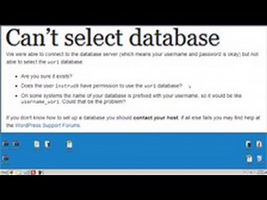 Wordpress Cant Select Database - WordPress Help Video