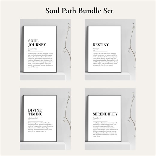 Soul Path Definition Print Bundle | Soul Journey Destiny Divine Timing Serendipity | Spiritual Wall Art Set - Etsy