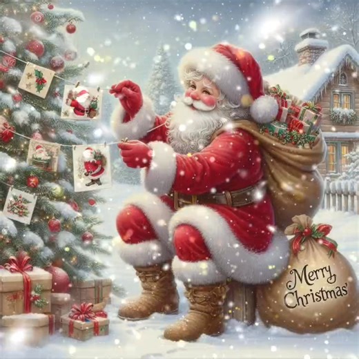 13K views · 1.4K reactions | Santa Claus arranging Christmas cards on a string. #reel #christmasart #fblifestyle #christmasdecor #MerryChristmas | Madhu Vind | Facebook