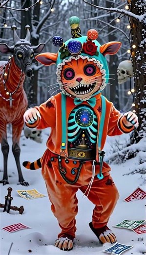 CUTE & CREEPY DANCING CAT: The Carnival Never Ends... 🐈🎭 #shorts #creepy #weirdcore