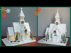 Making A Beautiful DIY Christmas Church From Cardboard And Polystyrene Food Containers