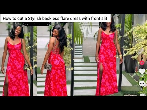 HOW TO CUT A BACKLESS FLARE DRESS WITH SLIT #how