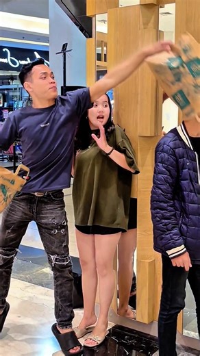 Paper bag prank makes a beautiful girl upset, so funny haha #prank #funny #viralvideo