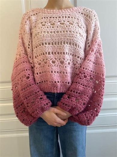 Fading Colour Cropped Rosemarie Sweater With Soft and Fluffy Texture - Etsy