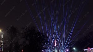 Nighttime laser spectacle, Spectacular laser display transforming monument and park into celebration scene