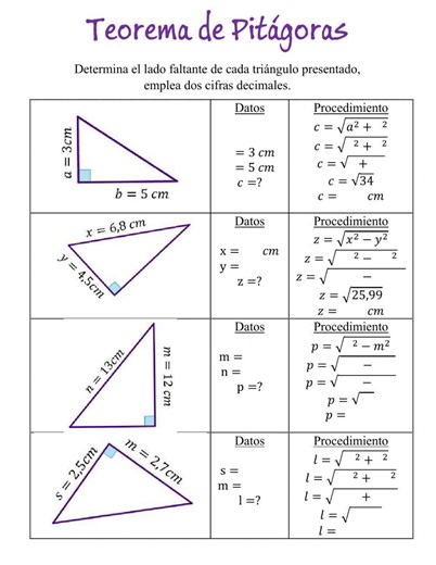 Teorema de Pitágoras Matemáticas activity