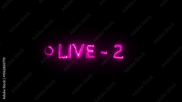 Animated neon Live Icon. Capture the Moment with Vibrant Visuals Perfect for Livestreaming and Real-Time Engagement on a black background. 4k video. Stock Video