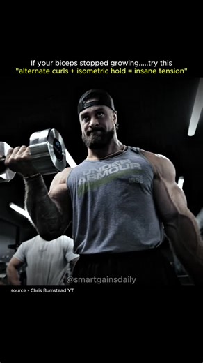 Smart Gains | Fitness & Training on Instagram: "Biceps stopped growing? Try this alternate biceps curl with isometric hold 💪 This dumbbell biceps workout increases time under tension, improves arm muscle growth, and builds stronger mid-range strength. If you want bigger arms, better biceps peak, and more muscle hypertrophy, add this to your next arm workout. Save this for your next biceps training session. . . @cbum Background music credits: me and the devil (soap&skin) . . #cbum #bicepsworkout