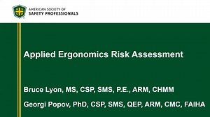 Applied Ergonomics Risk Assessment