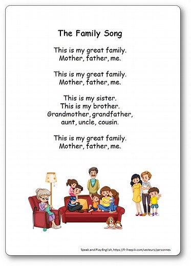 The Family Song – Paroles de la comptine en anglais et en français