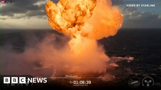 Moment SpaceX rocket explodes in the Indian Ocean after splashdown