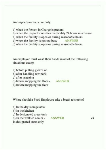 Food Safety Manager Exam 202425