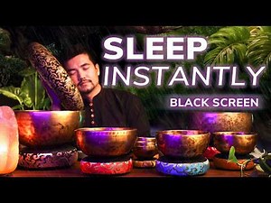 *SLEEP LIKE A BABY* | Tibetan Singing Bowls + Rain & Thunder | Deep Sleep BLACK SCREEN 11Hour