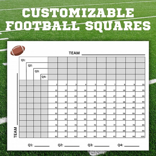 Customizable Football Squares | Football Pool |football Squares | Squares Football | Footballsquares | Editable on Canva - Etsy