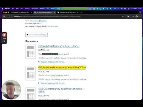 Use Libre Office for HMRC Gift Aid Donation Schedules