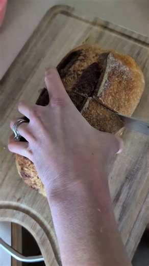 Crumb reveal - Apple, cinnamon-swirl sourdough.
