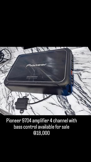 GM-D9704 Class-FD 4-Channel Bridgeable Amplifier with Bass Boost Remote. Power Output: Max Power Output: 260W x 4 (4Ω) 400W x 4 (2Ω) 800W x 2 (4Ω Bridged) RMS Power Output: 130W x 4 (4Ω) 200W x 4 (2Ω) 130W x 4 (1Ω) 400W x 2 (4Ω Bridged) The Amplifier is like Brand New Asking: 18,000 For more information: 0721 649628 | BD Audio | Facebook
