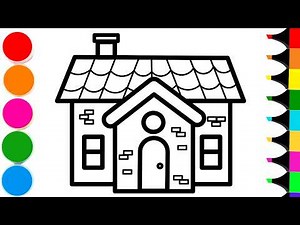 Drawing and Coloring a Cute House | How to Draw a Beautiful House Step by Step