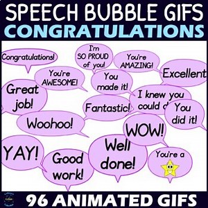 Animated GIF Congratulations Speech Bubbles Clipart – Purple