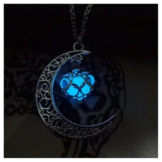 Glow in the Dark Moon Necklace, Heart Locket Luminous Jewelry, Celestial Crescent Moon Pendant, Magic Fairy Core Gift - Etsy
