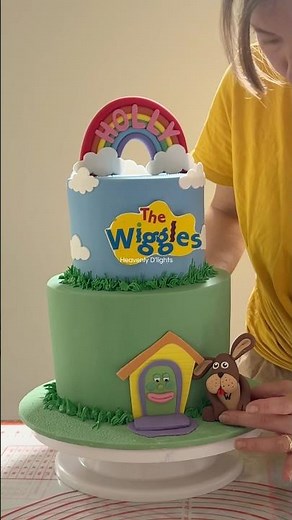 2 tier Wiggles Cake for 2nd Birthday #wigglescake #caketutorial #cakeart #shorts #cakedecorating