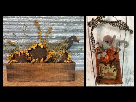 Primitive Grungy Sunflower Bowl Fillers ~ Little Tiny Mouse