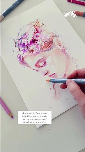 Tutorial by Amandine Comte: how to paint portrait art with mixed media