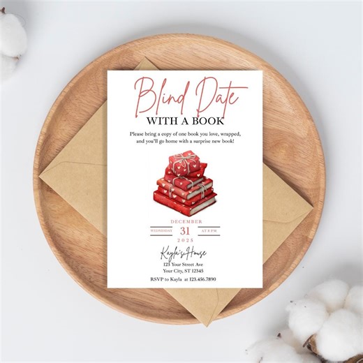 Blind Date With a Book Invitation Galentines Book Club Invite Editable Book Exchange Template, Romance Book Night Printable Digital Download - Etsy