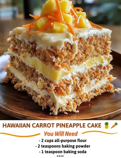 5.8K views | Hawaiian Carrot Pineapple Cake 凌 A moist and flavorful cake combining the sweetness of pineapple and the warmth of carrots, topped with a creamy frosting. Perfect for any celebration! Ingredients: For the Cake: - 2 cups all-purpose flour - 2 teaspoons baking powder - 1 teaspoon baking soda - 1 teaspoon cinnamon - 1/2 teaspoon nutmeg - 1/2 teaspoon salt - 4 large eggs - 2 cups grated carrots Recipe in First Coʍmеոτ  Enjoy ❤️ | Deep Recipe Cooking · | Facebook
