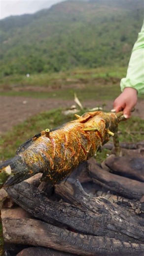 This fish smells absolutely divine #outdoorcooking #campfire #shorts