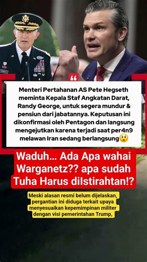 menteri Pertahanan as, Kepala Staf Angkatan darat #shorts #trending #beritaterkini